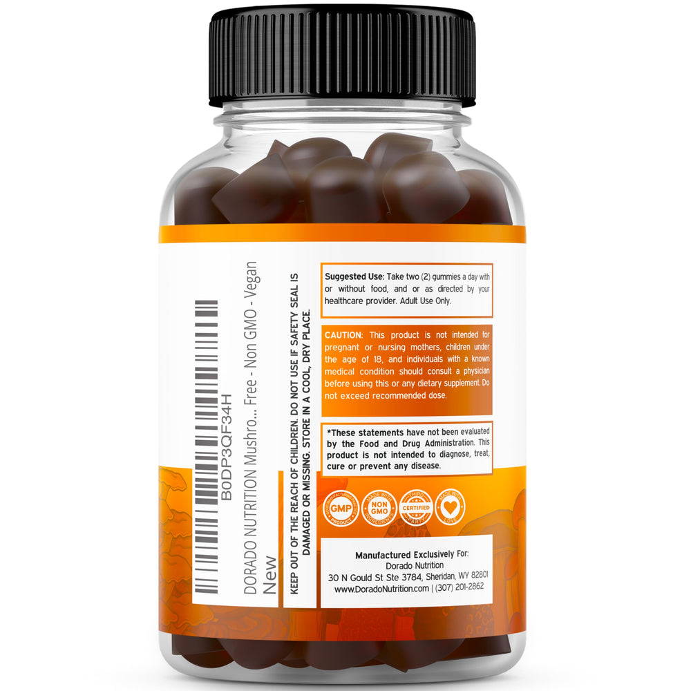 Vegan mushroom supplement gummies made in the USA
