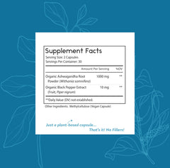 Vegan, non-GMO Ashwagandha dietary supplement