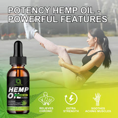 Vegan and non-GMO hemp oil bottle