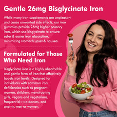 Non-GMO vegan ingredients label for iron gummies
