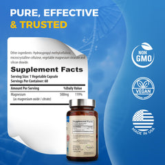 Vegan, non-GMO magnesium capsules