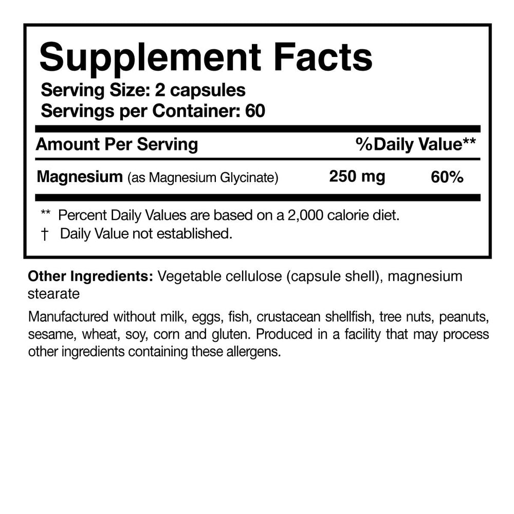 Vegan and non-GMO magnesium glycinate capsules