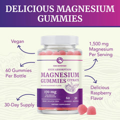 Vegan, non-GMO, pectin-based raspberry magnesium gummies