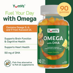 Label highlighting DHA sourced from algae oil in vegan omega gummies