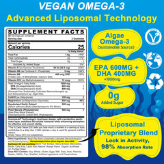 Algae-based EPA 600mg and DHA 400mg omega-3 composition image