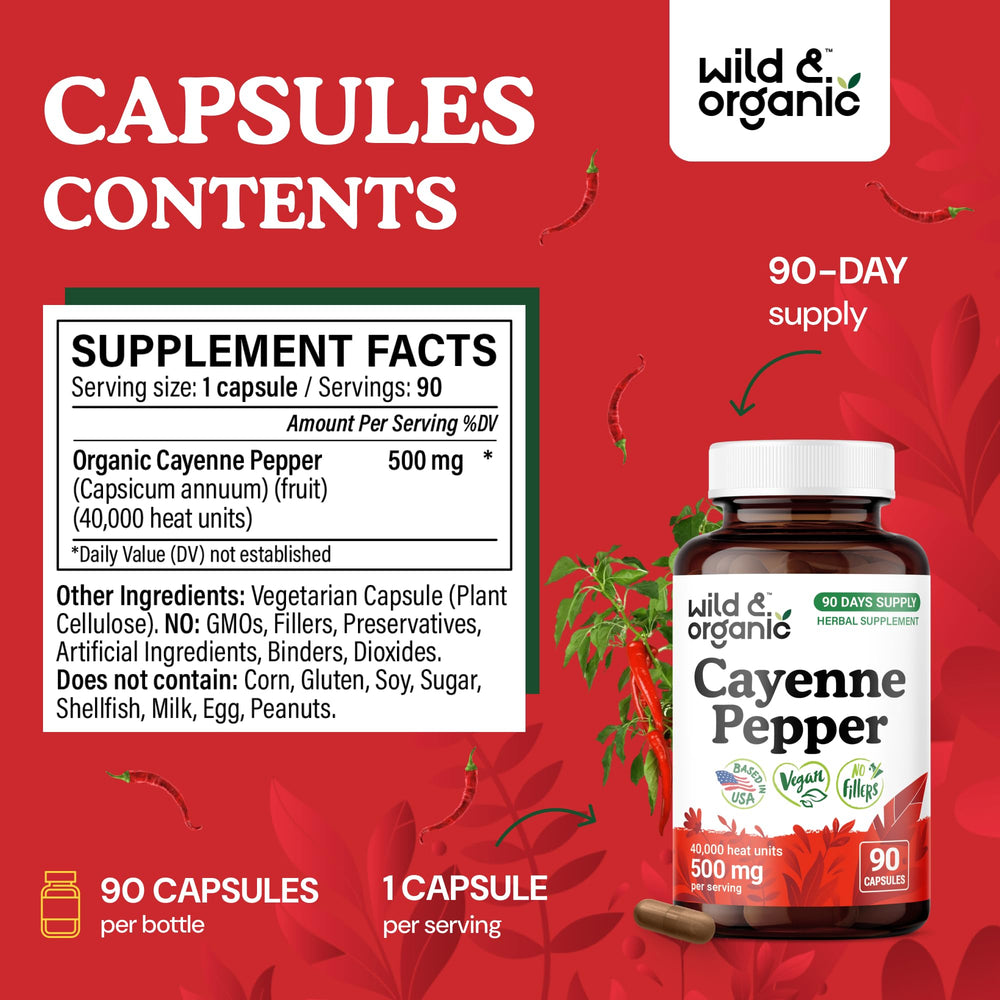 Plant-based vegan cayenne capsules with vegetable cellulose coating