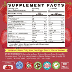 Back nutrition panel on Vegepower Iron Gummies Strawberry bottle
