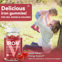 Vegepower Iron Gummies Strawberry 90-count packaging box front