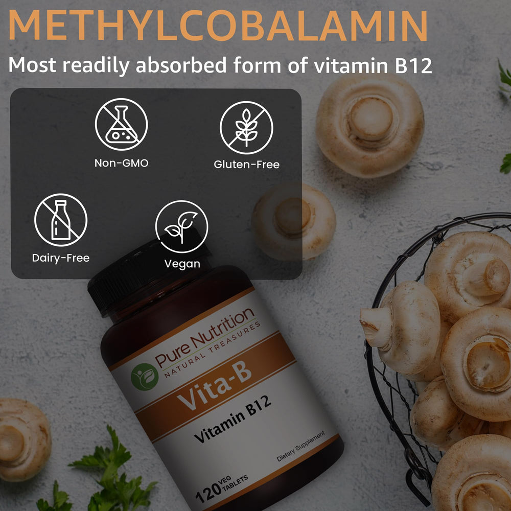 Vegetarian-friendly Vitamin B12 1500mcg tablets packaging