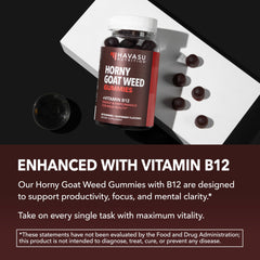 Label indicating vegetarian-friendly, goat-weed gummies