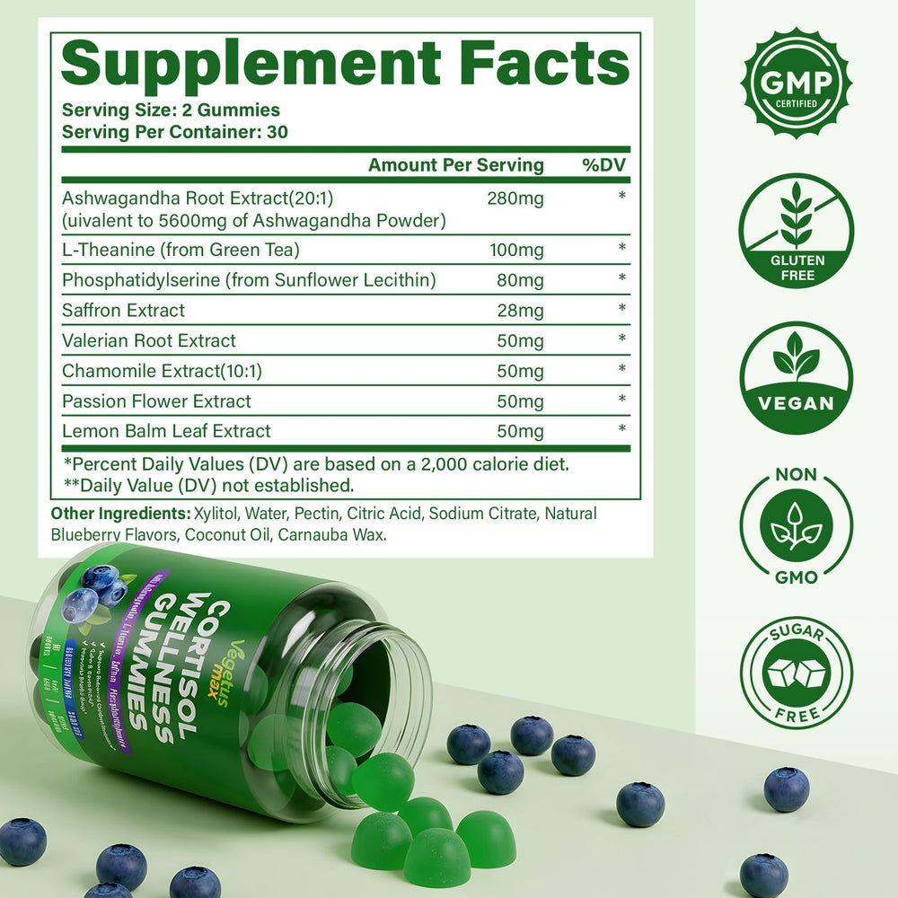 Front view of VEGETUSMAX Cortisol Gummies bottle