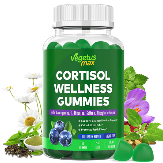 VEGETUSMAX Cortisol Gummies bottle on white background