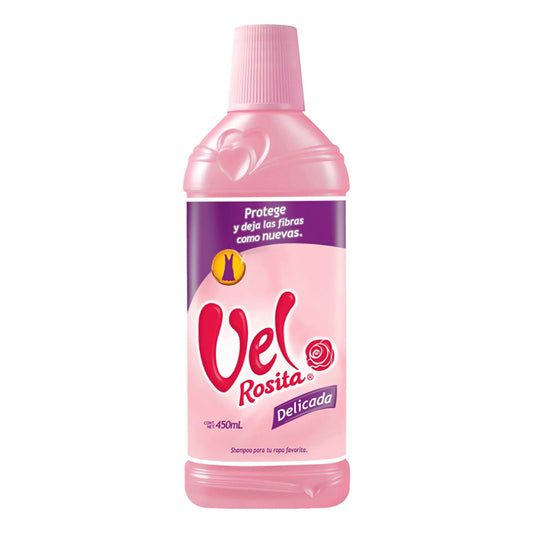 Front view of Vel Rosita Delicada 450 ml liquid laundry detergent bottle
