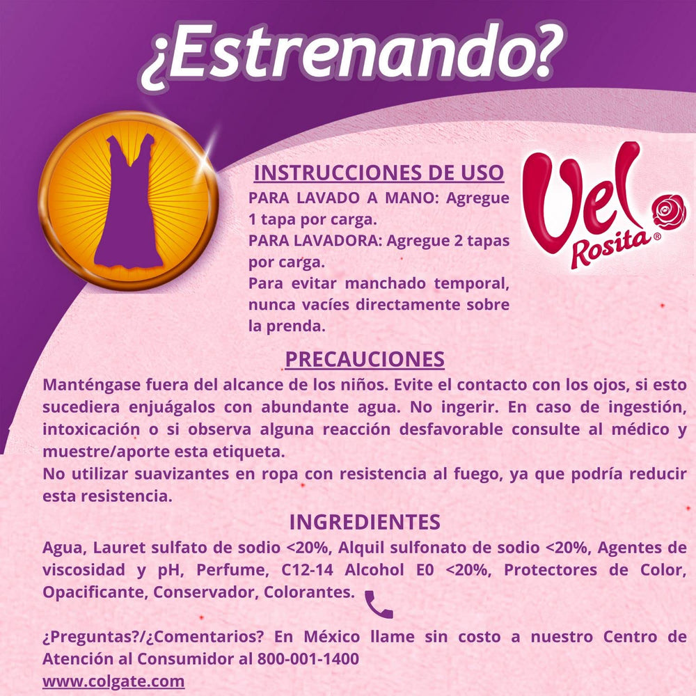 Pouring Vel Rosita Delicada detergent into a washing load