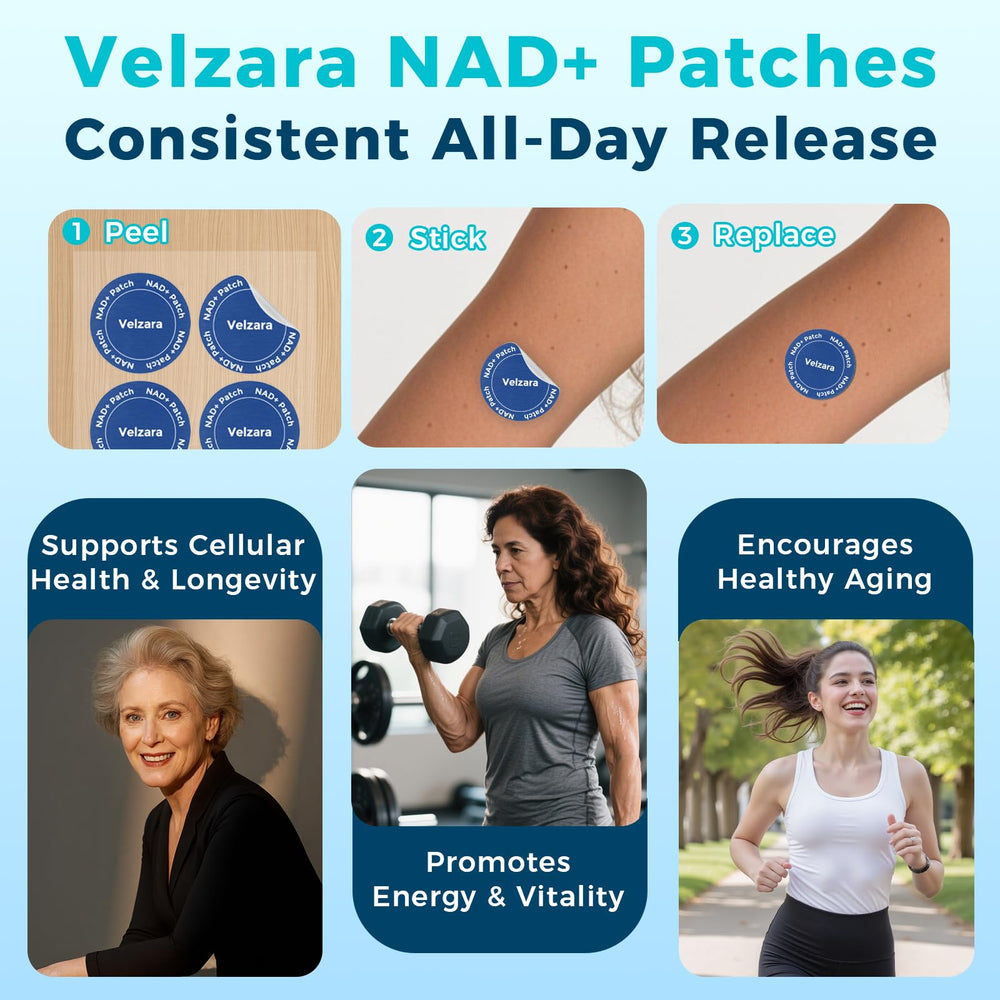 Velzara NAD+ Patch applied to the arm