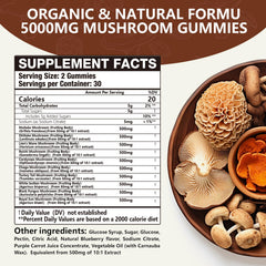 Visual of the 10-mushroom gummy blend