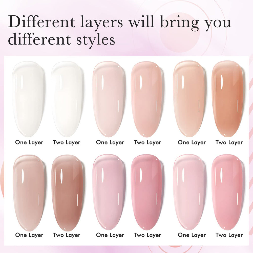 Venalisa six-color jelly gel set swatches show nude pink range
