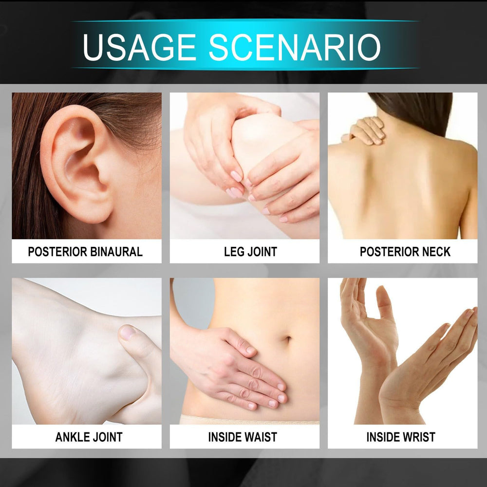 VeniCare Golden Lure on wrist demonstrates portable, all-day aroma.