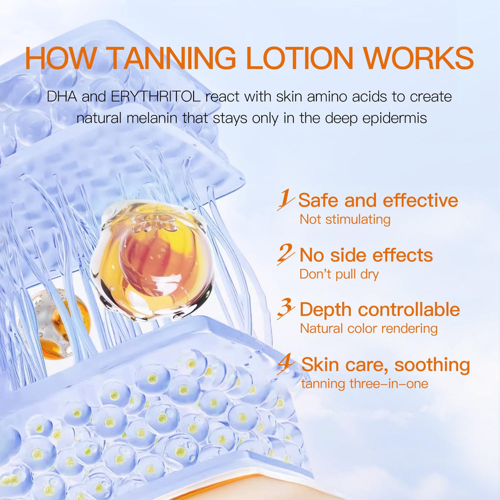 Venrock Self Tanner lotion being applied with included gloves for even results
