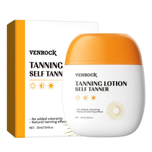 Venrock Self Tanner lotion bottle front view highlighting travel-friendly design