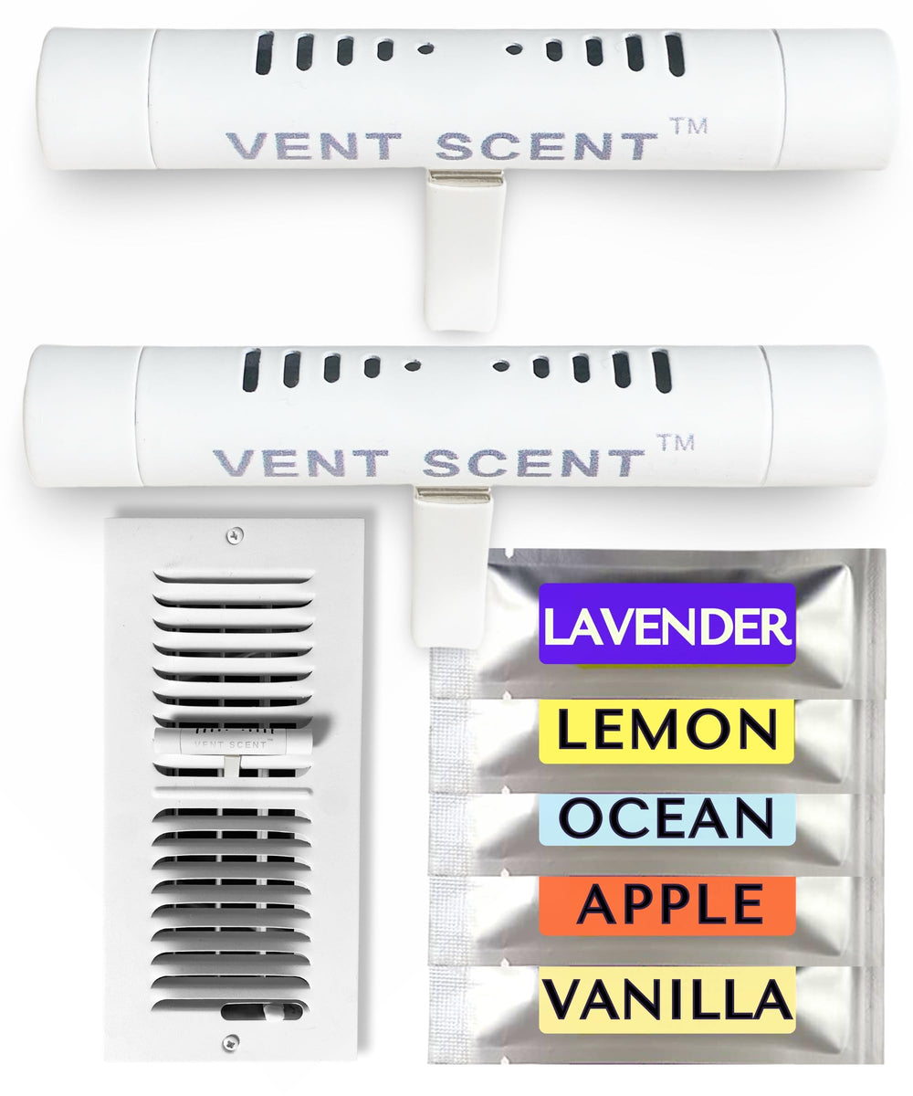 Vent Scent device mounted on an HVAC vent register