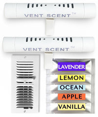 Vent Scent device mounted on an HVAC vent register
