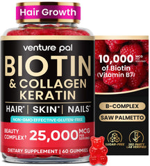 Venture Pal Biotin Gummies bottle with Collagen & Keratin — 60 count