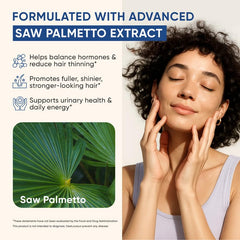 Packaging label highlighting hair, skin and nails benefits