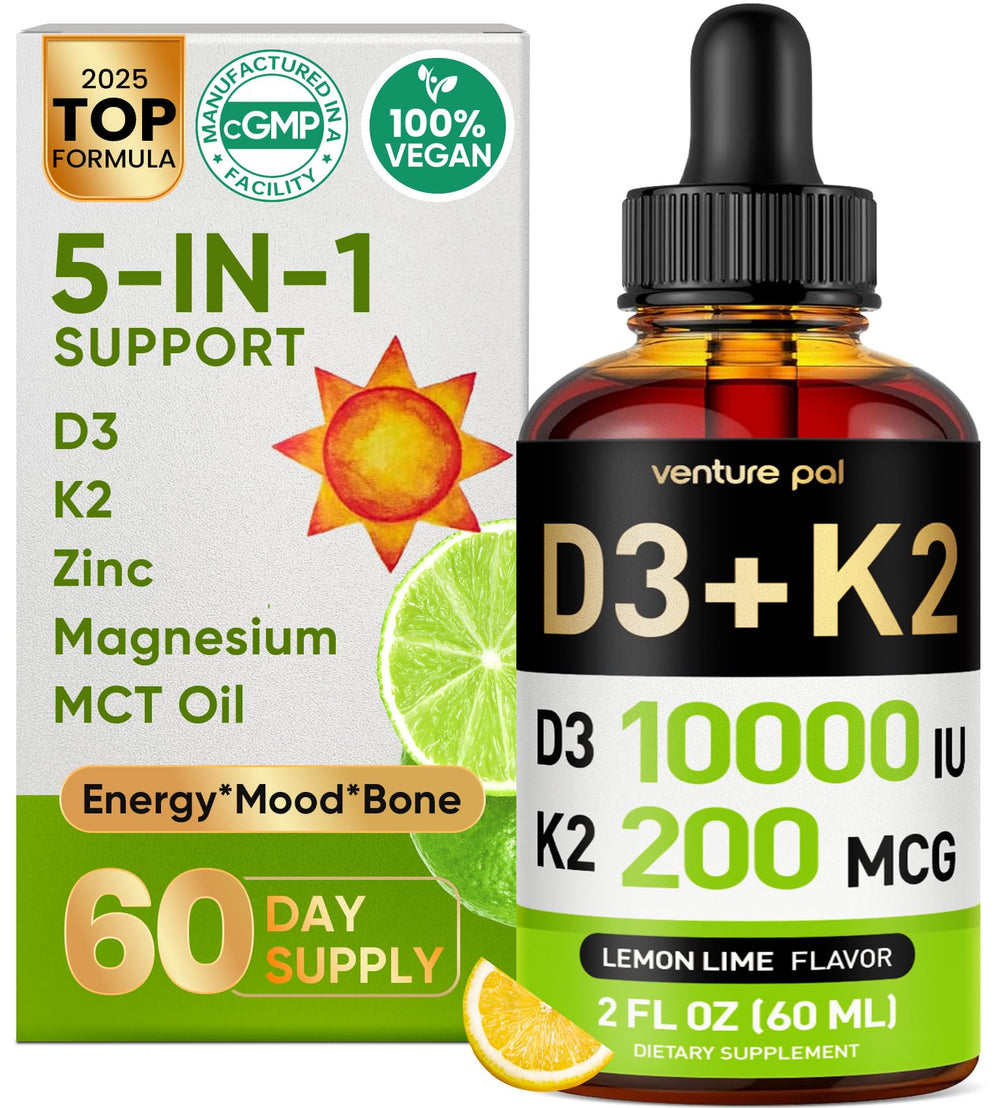 Venture Pal Vitamin D3 K2 liquid bottle with dropper