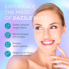 Box and packaging of Venus Visage Dazzle Dust Teeth Whitening Powder 40 g