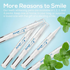 Mint-flavored whitening gel pen ready for use