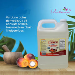 Close-up of Verdana MCT Oil bottle label showing C8/C10 and Non-GMO