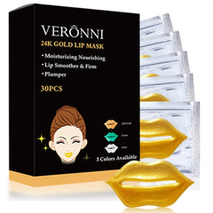 VERONNI 24K lip masks on lips providing smooth look.