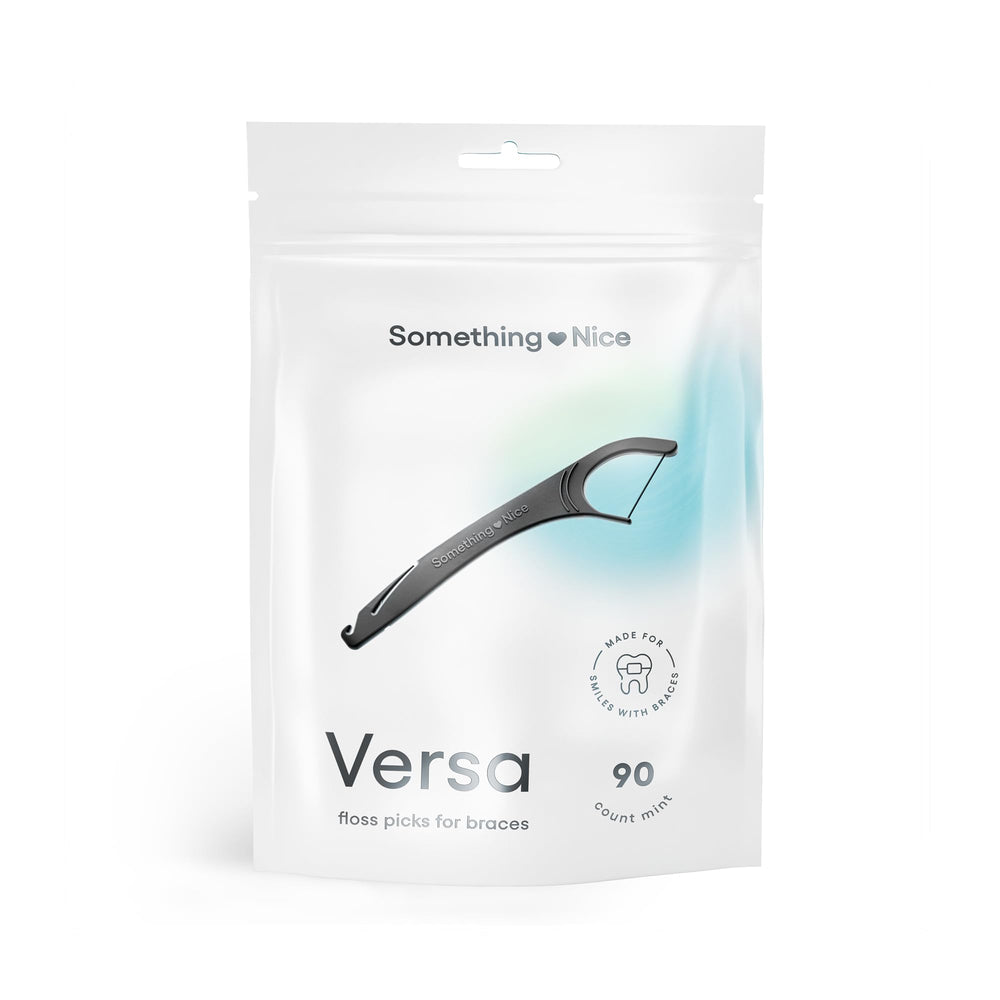 90-pack box of SOMETHING NICE Versa Braces Floss Picks