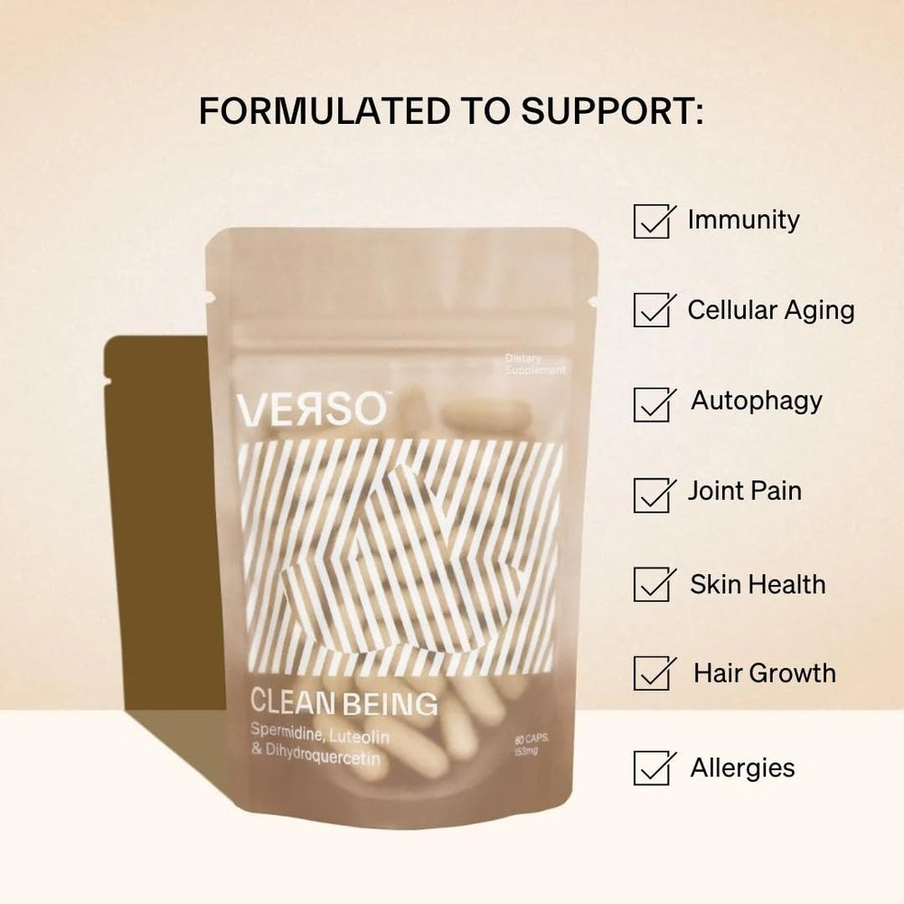 Close-up of Verso Clean Being Spermidine capsules