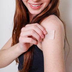 Patch applied to arm for hormone support