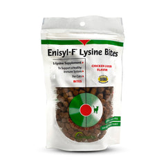 Front of Vetoquinol Enisyl-F Lysine Bites bag with chicken liver flavor
