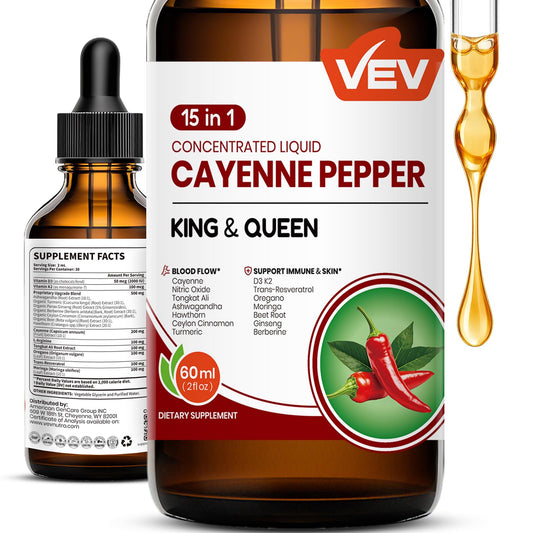 VEV 15-in-1 Cayenne Pepper Drops bottle front view