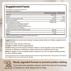 Back view of VEV Multi Collagen Peptides Powder 16 oz bottle with label details