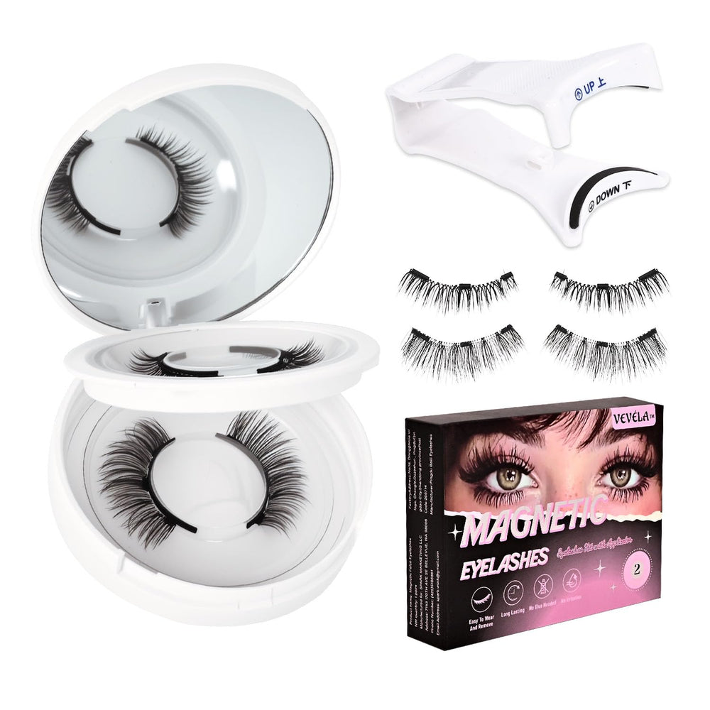 Vevela packaging shows glue-free, reusable lash kit for everyday wear.