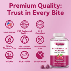Nutrition facts for Vevoec Biotin Gummies 5000 mcg