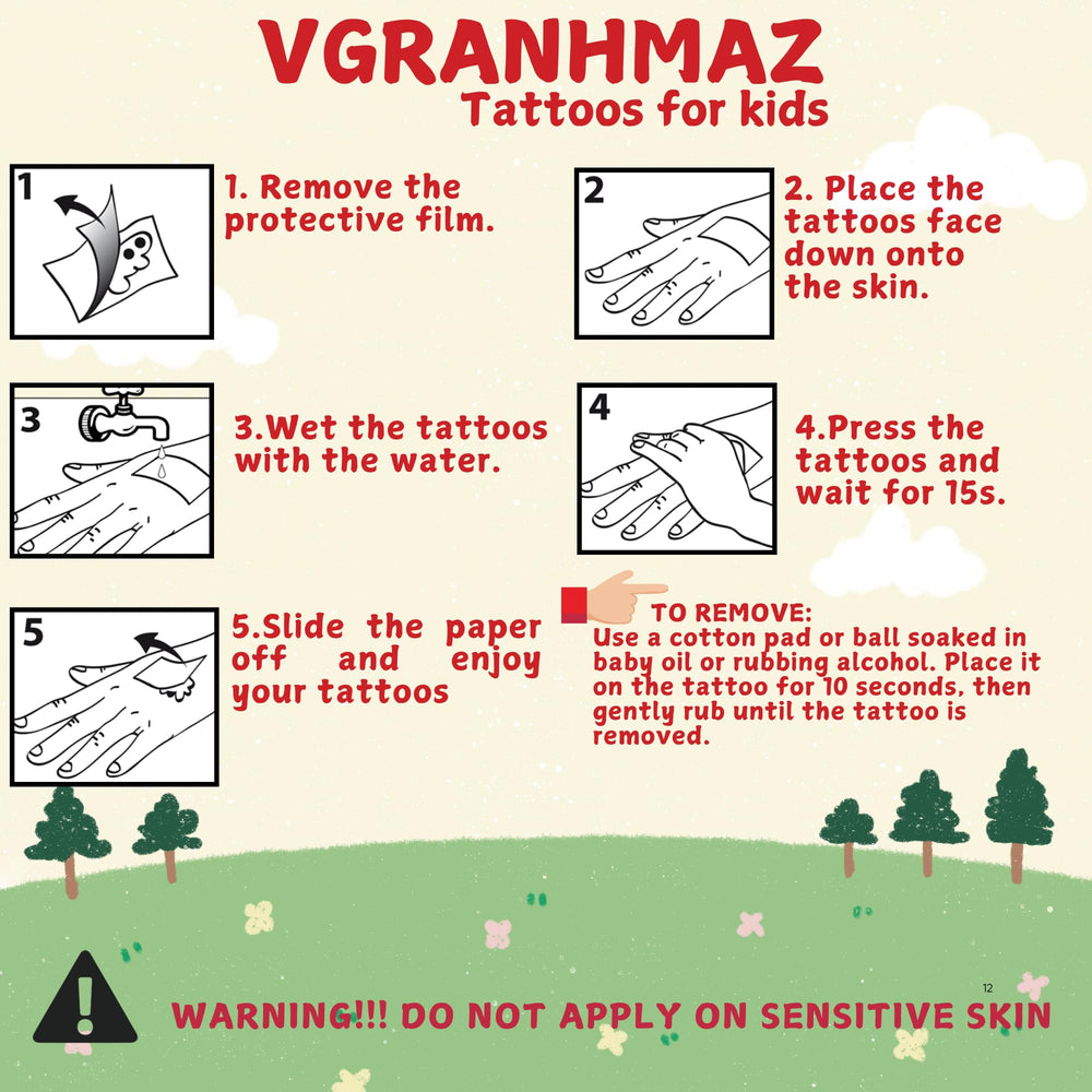 VGRANHMAZ race car tattoos, durable color for active play.