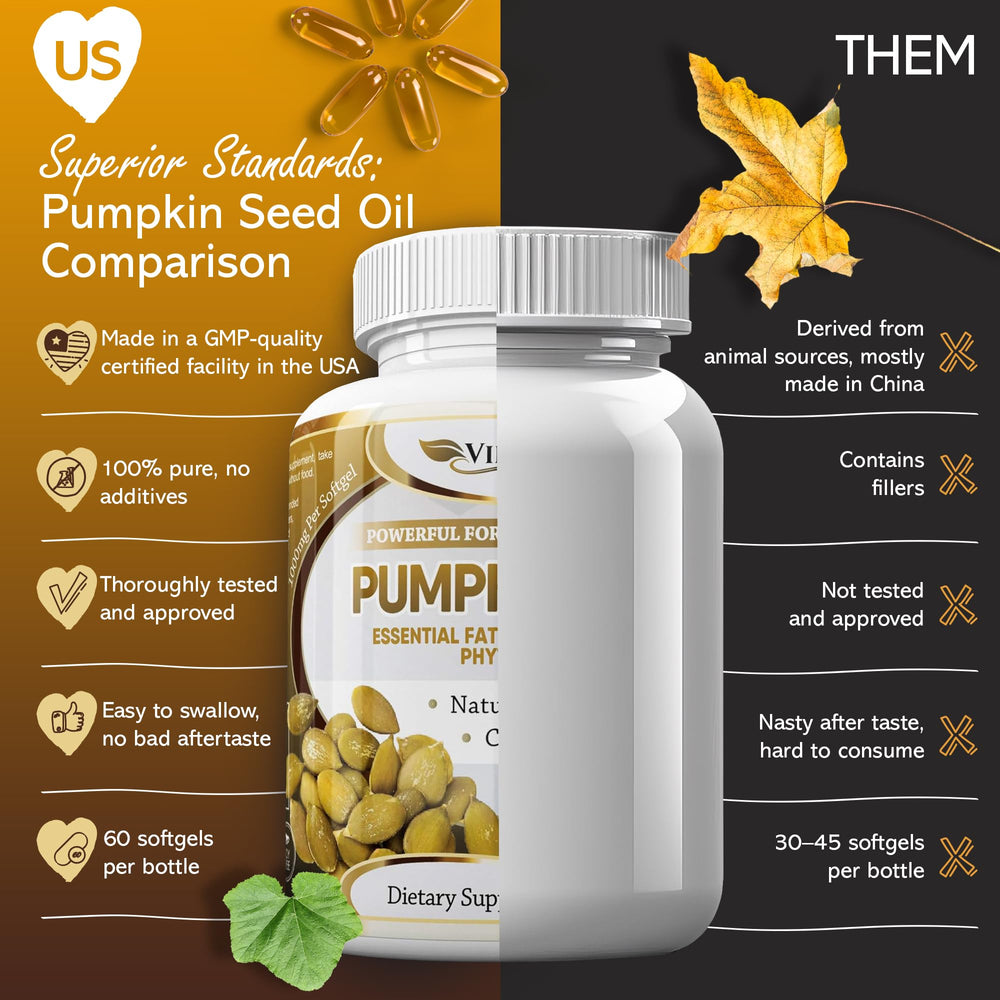 Pumpkin seed oil bottle showing gluten free and GMO free notes