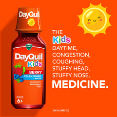 Multi-symptom relief icons for DayQuil and NyQuil Kids Berry