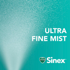 Vicks Sinex Severe spray being dispensed to nasal membranes for relief.