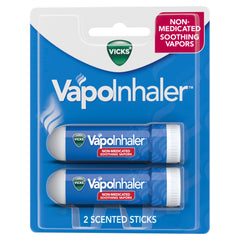 Vicks VapoInhaler pocket-sized inhaler for discreet on-the-go relief.