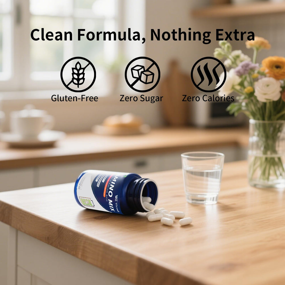 Quality control and clean ingredients emphasis on Vicwell Amino Acid label