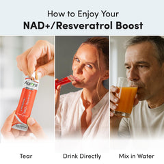 Ingredients highlight: NAD+, Resveratrol, vegan, gluten-free, non-GMO