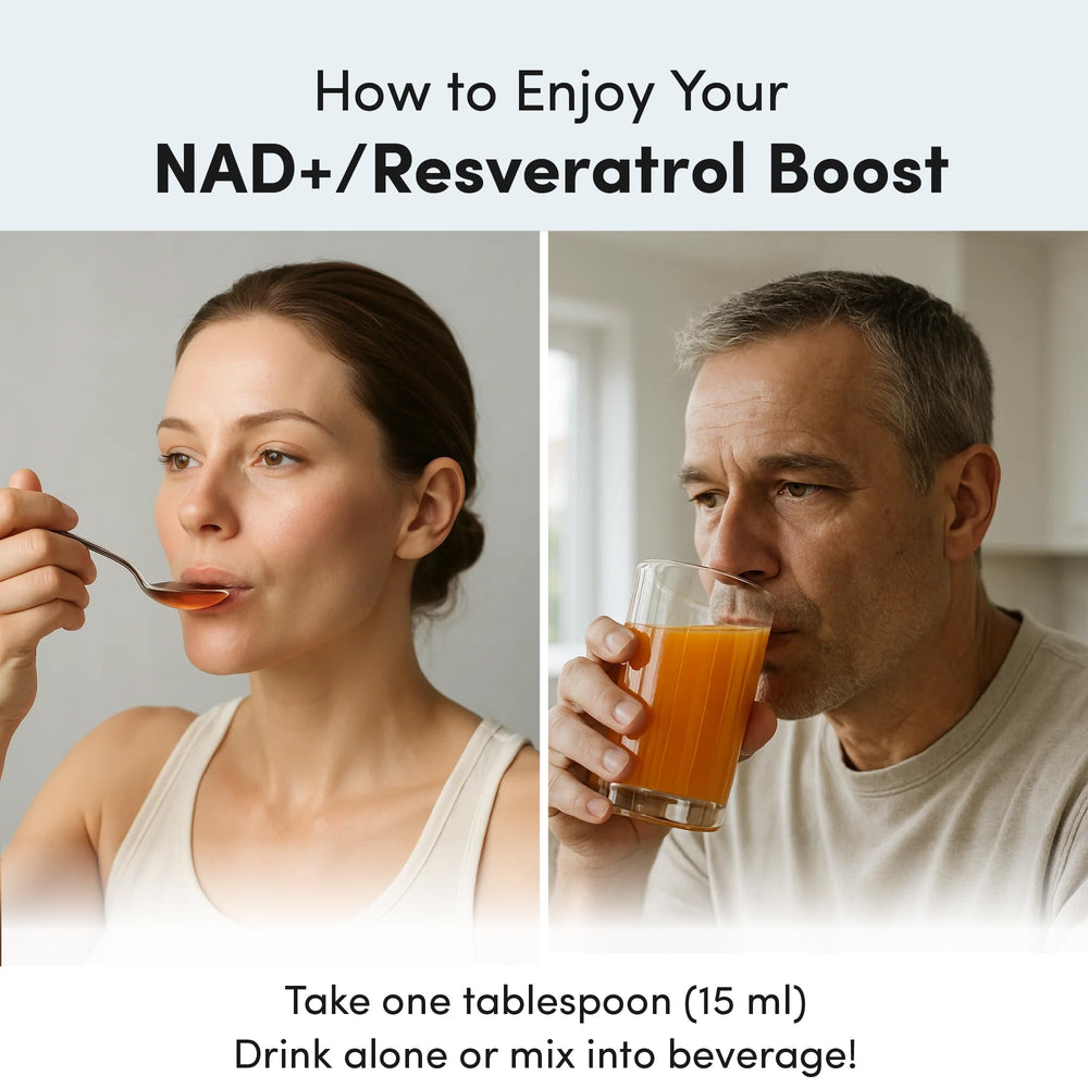 Vida Lifescience NAD+ Resveratrol liquid bottle – back view with supplement facts