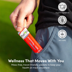 On-the-go Vida Lifescience liposomal NAD+ packet usage